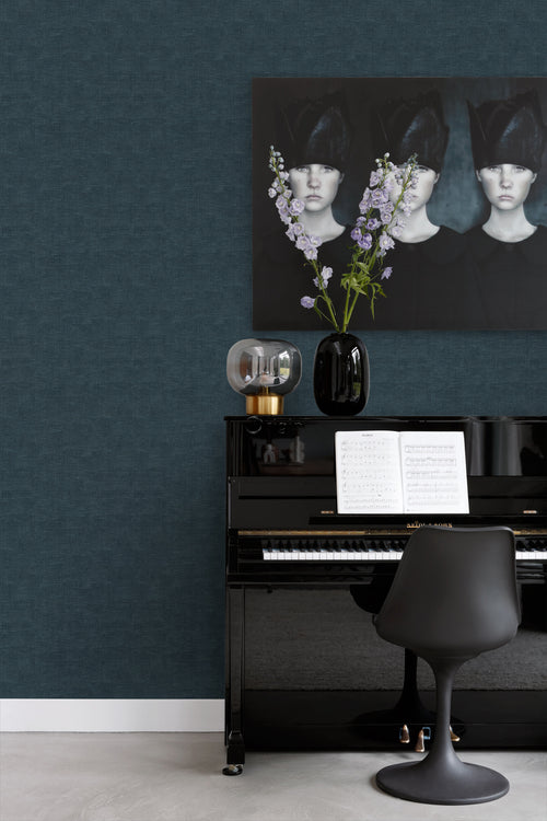 Origin Wallcoverings behang linnenstructuur donkerblauw - 0.53 x 10.05 m - 347863 - vtwonen shop