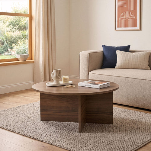 Calicosy - SOLEIL Salontafel met afgerond blad - Naturel - 90x90x40 cm
