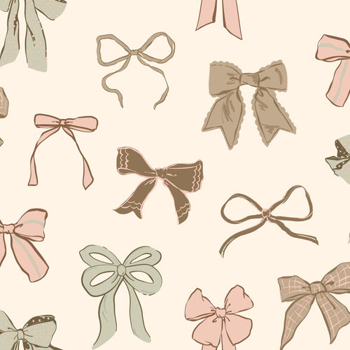 ESTAhome behang strikjes groen, roze en bruin - 50 x 900 cm - 131469