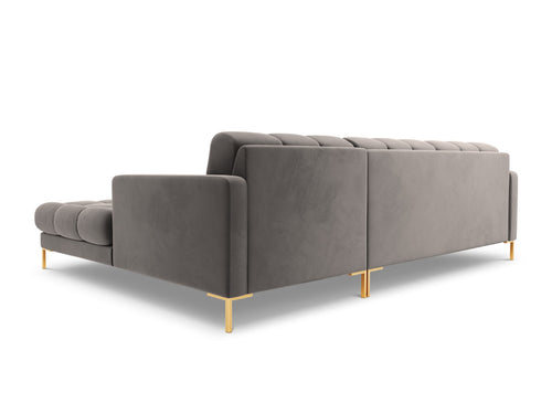 Cosmopolitan Design rechter hoekbank Bali 5-zits, flueel, lichtgrijs - 185x293x75cm