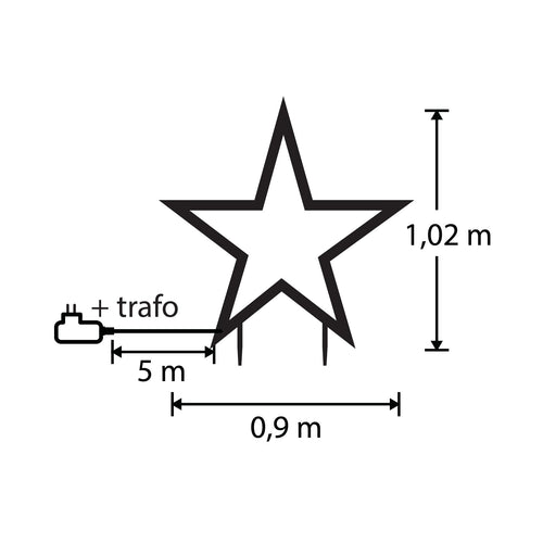 Luca Lighting Garden d'Light Ster Tuinsteker met Warm Witte LED Verlichting - L90 x H102 cm - Metaal - Zwart