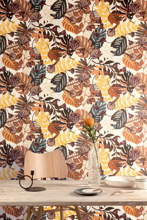 Masureel behang bladeren terracotta - 53 cm x 10.05 m - 631811 - vtwonen shop