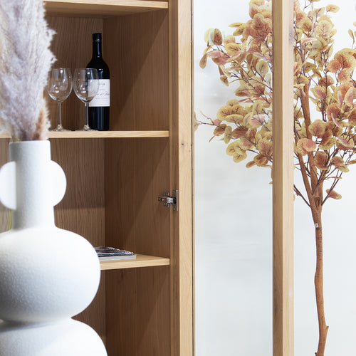 DÉJA Living Vitrinekast Juliette - Naturel - Eikenhout - 97x48x200cm - vtwonen shop