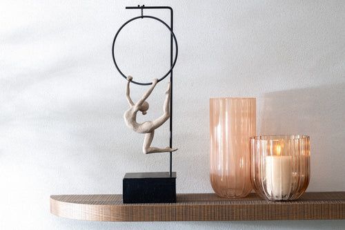 J-Line vaas Yoni Strepen - glas - perzik - large - 25 cm hoog - vtwonen shop