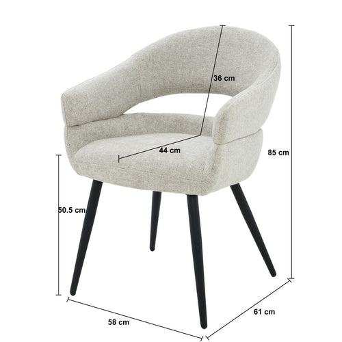 Livingfurn eetkamerstoel Megan - beige - set van 2 - 62x58x85