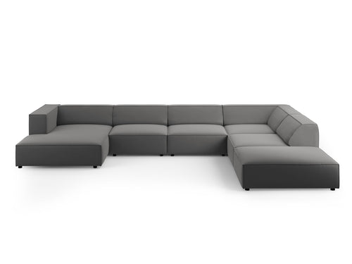 Cosmopolitan Design Panoramische hoekbank rechts Arendal 7-zits, flueel, cement - 262x364x70cm