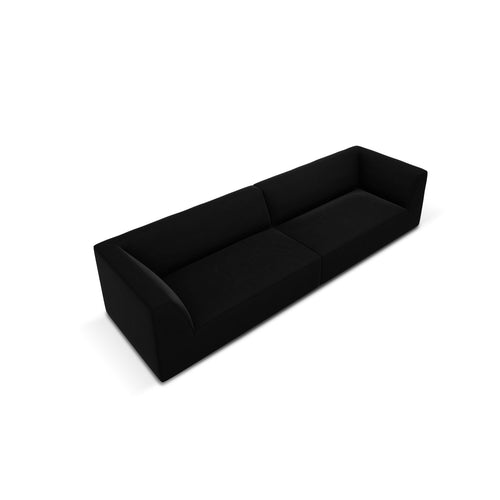 Cosmopolitan Design - Bank Siena 4-zits, flueel zwart - 93x302x69cm