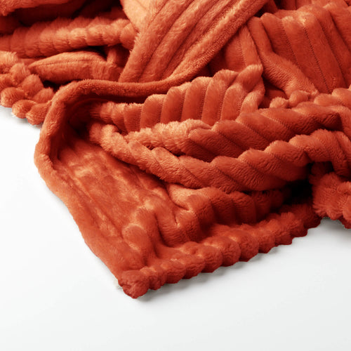 MARTHY - plaid 140x180 cm - ribfluweel - gerecycled - Potters Clay - oranje