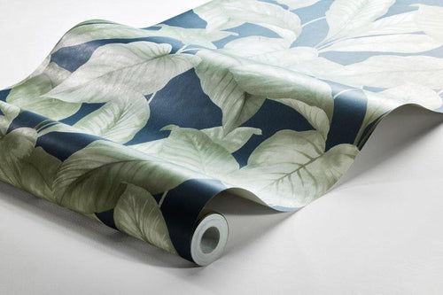 Borastapeter behang bladeren vergrijsd blauw - 53 cm x 10.05 m - 660529 - vtwonen shop