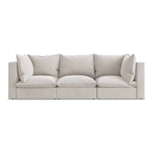 LaMiaSofa 3-zits bank Ravenna - velours - lichtbeige - 255x90x77