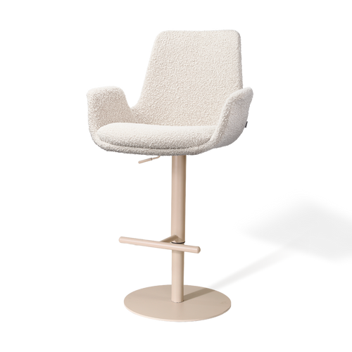 Nolon Niva-Eef tulp barkruk bouclé beige verstelbaar - beige poten