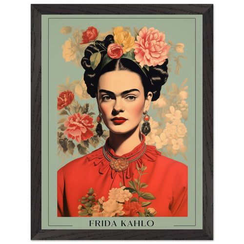 Artfulprints Poster met Lijst Frida Kahlo - Botanical portrait   - 30x40 cm - Meerkleurig
