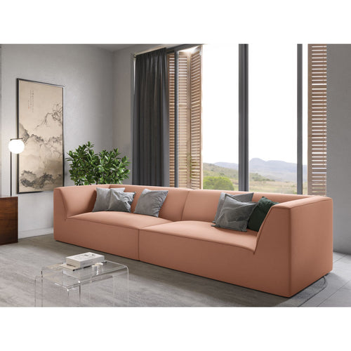 Cosmopolitan Design - Bank Siena 4-zits, flueel roze - 93x302x69cm