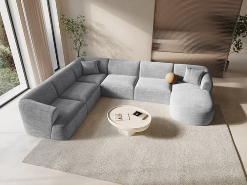 Cosmopolitan Design Modulaire panoramische hoekbank links Campi 7-zits, ribfluwelen geld - 255x330x70cm