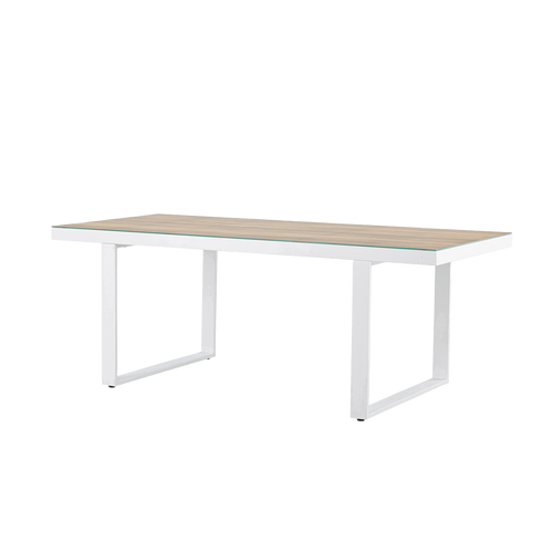 Nest outdoor Mathijs Tuintafel Aluminium Wit - met Glazen Tafelblad - vtwonen shop