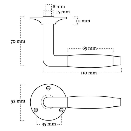 MooideurBeslag deurklink Klassiek geveerd - messing getrommeld - wc slot - rond - vtwonen shop