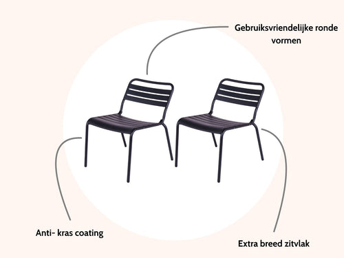 MaximaVida metalen loungestoel Max XXL zwart - doos per 2 stuks