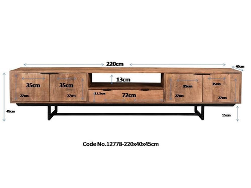 Duverger® tv-meubel Tropical - mangohout - 220cm - vtwonen shop