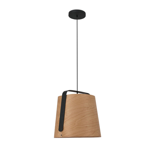 Faro Stood - 1 Light Dome plafondlamp zwart en kersenhout, E27
