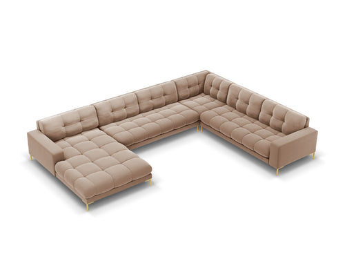 Cosmopolitan Design Panoramische hoekbank rechts Bali 7-zits, flueel, beige - 256x327x75cm