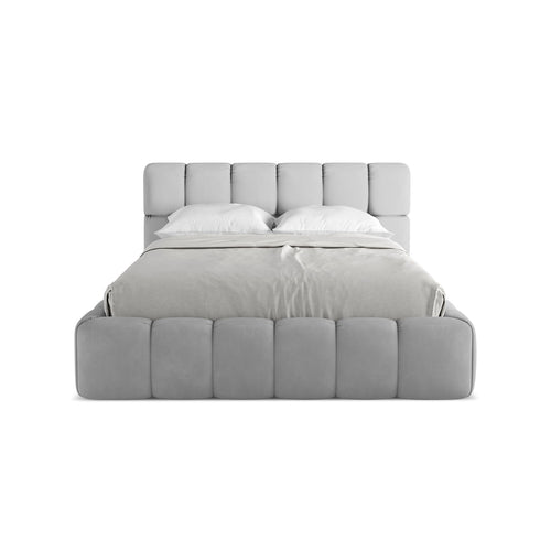 LaMiaSofa Bed met opbergruimte Roma - chenille stof - lichtgrijs - 160x228x82