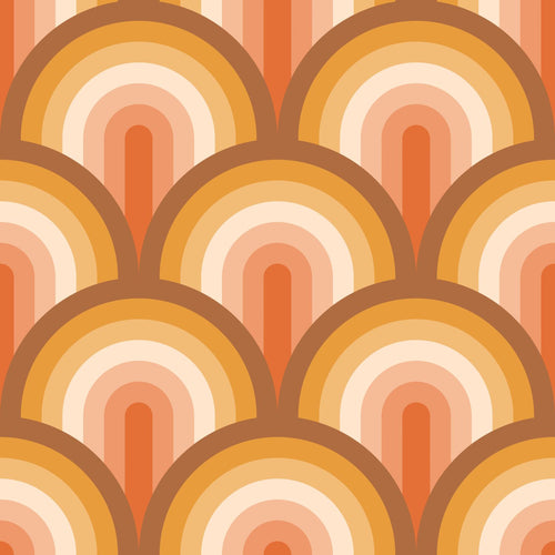 ESTAhome behang art deco bogen oranje en bruin - 50 x 900 cm - 131771