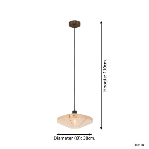 EGLO hanglamp Orimini - E27 - Ø 38 cm - crème/brons - textiel