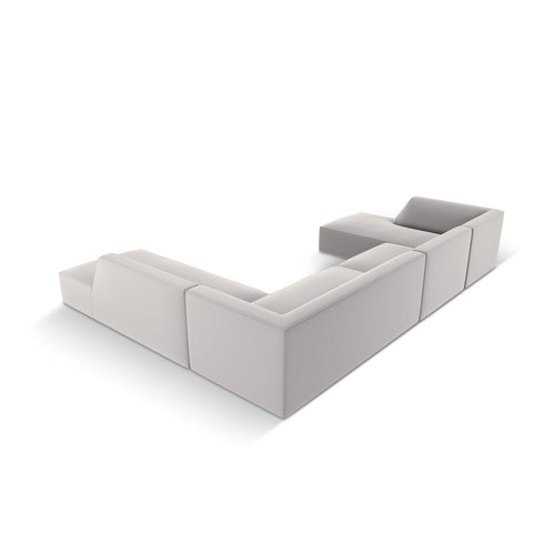Cosmopolitan Design - Modulaire panoramische hoekbank rechts Siena 7-zits, imitatieleer lichtgrijs - 273x366x69cm