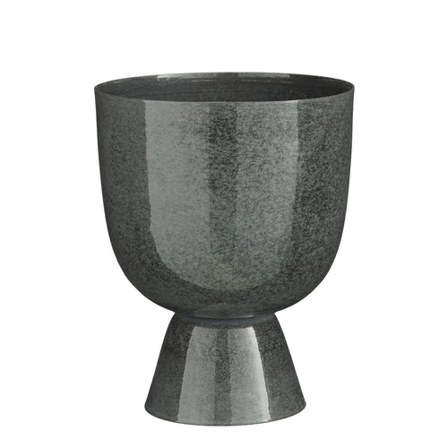 Mica Decorations James Bloempot op Standaard - H28 x Ø22 cm - Metaal - Grijs