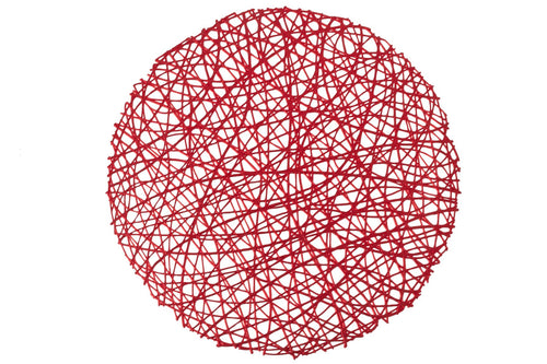J-Line placemat Rond - kunststof - rood - 4 stuks