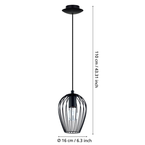 EGLO hanglamp Newtown - e27 - ø 16 cm - zwart