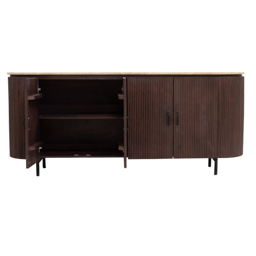Giga Meubel Dressoir Amber - Bruin - Mangohout/Travertin - 200cm - vtwonen shop