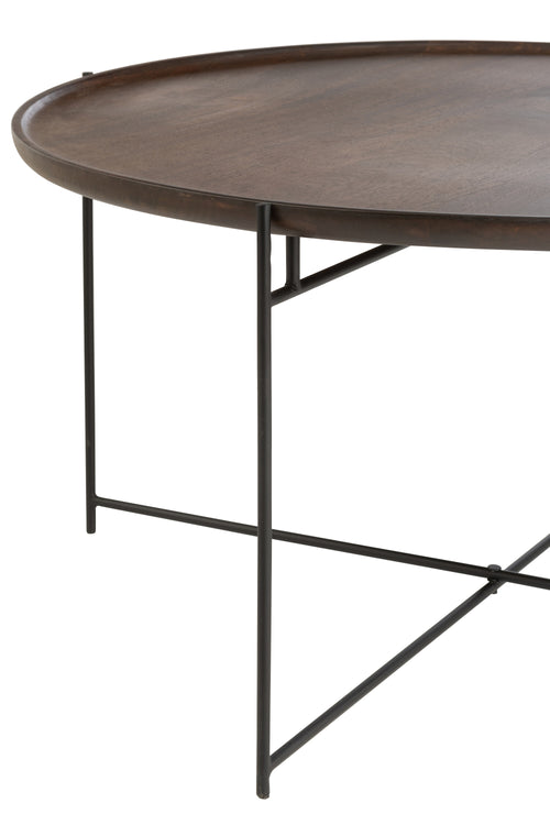 J-Line tafel Rond - ijzer/hout - bruin/zwart - vtwonen shop