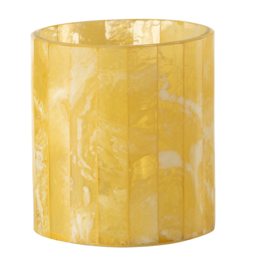 J-Line theelichthouder Lijnen - glas - geel - medium - vtwonen shop
