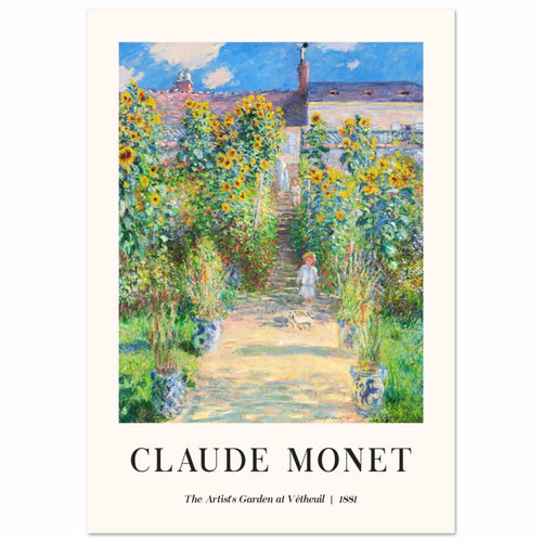 Artfulprints Poster Claude Monet - The artist's garden at Vétheuil   - A4 21x29.7 cm - Groen