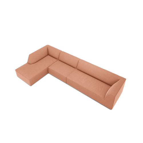 Cosmopolitan Design - Modulaire hoekbank links Siena 5-zits, flueel roze - 180x366x69cm