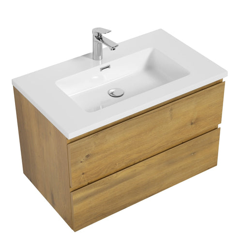 Badplaats Badkamermeubel Set Angela 80 cm – Eiken – Badmeubel met Wastafel