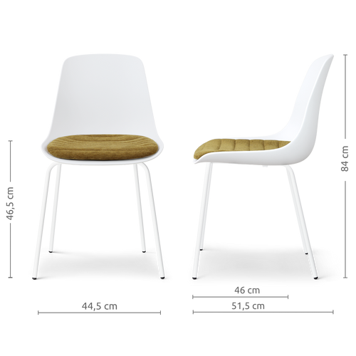 Nolon Nora-Liv eetkamerstoel wit met mosgroen zitkussen - wit onderstel