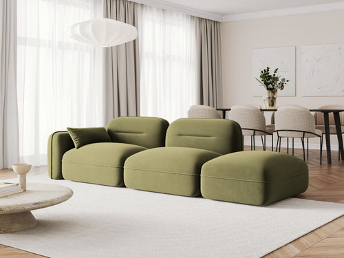 Cosmopolitan Design Rechte modulaire bank Sydney 3-zits, flueel, lichtgroen - 90x295x70cm
