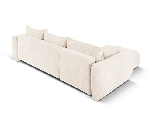 Cosmopolitan Design Uitklapbare hoekbank links met opbergdoos Matera 4-zits, chenille, lichtbeige - 173x253x86cm