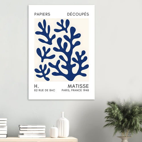 Artfulprints  Matisse – Coral shadows navy blue II   poster 50x70 cm