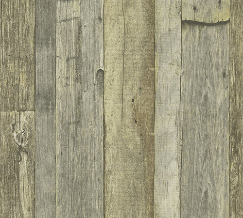 A.S. Création behang houtlook bruin, geel en crème - 53 cm x 10.05 m - AS-959313