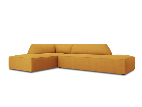 Micadoni linker hoekbank Ruby 4-zits, structurele stof, geel - 180x273x69cm