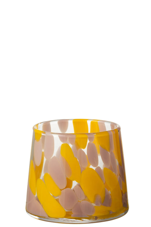 J-Line windlicht Spikkels - glas - roze/oker