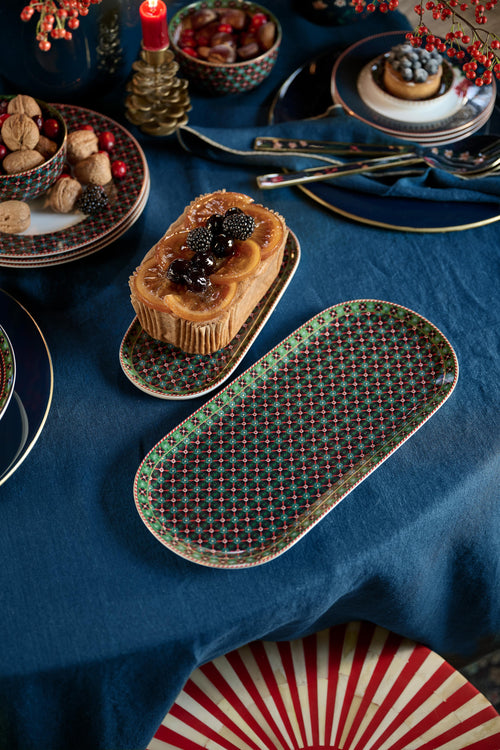 Pip Studio - Berry Blues Clover Green - Cake Tray - Serveerschaal - 33,3x15,5cm