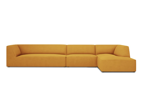 Micadoni rechter hoekbank Ruby 5-zits, structurele stof, geel - 180x366x69cm