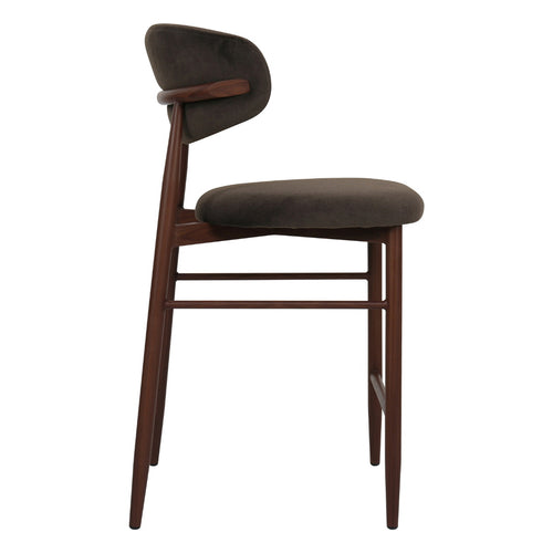 Giga Meubel Barstoel Alexia Donkerbruin/Walnoot – Faux Fur – Zithoogte 65 cm - Set van 2