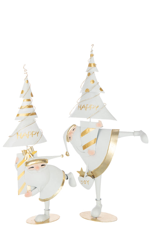 J-Line figuur Kerstman Boom - ijzer - goud/wit - large - LED lichtjes - vtwonen shop