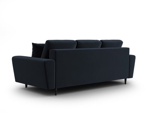 Cosmopolitan Design Slaapbank met opbergdoos Kyoto 3-zits, flueel donkerblauw - 100x235x88cm