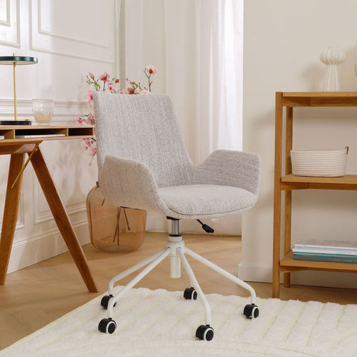 Nolon Nout-Eef Bureaustoel Beige Gemêleerd - Armleuning - Wit Onderstel - vtwonen shop